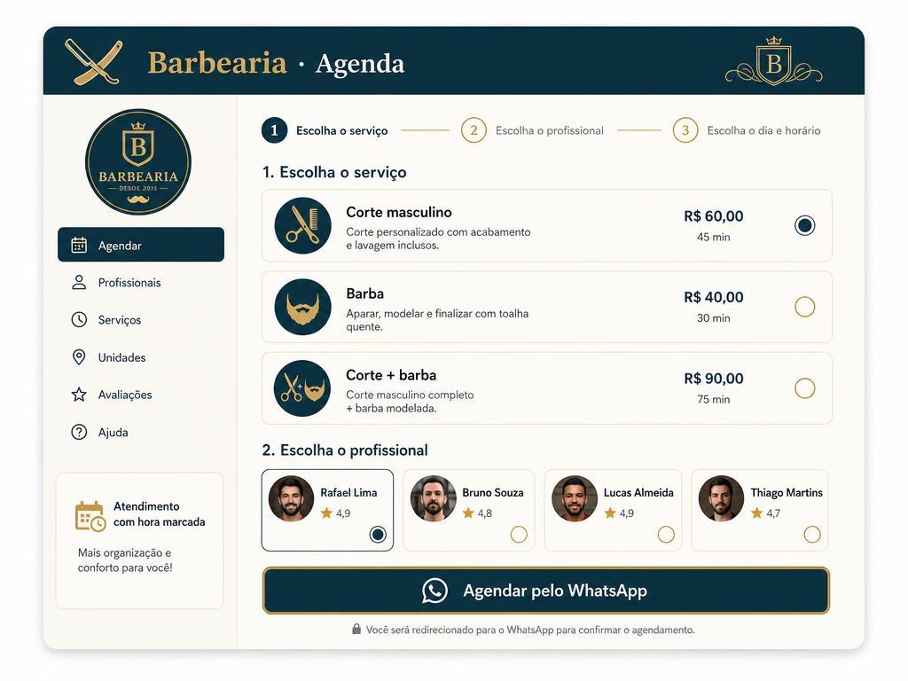 Modelo de sistema de agendamento para barbearias