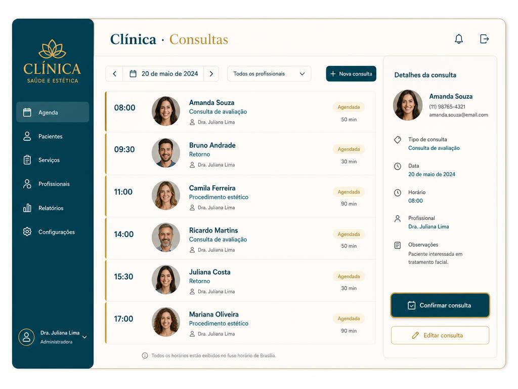 Modelo de sistema de agendamento para clínicas