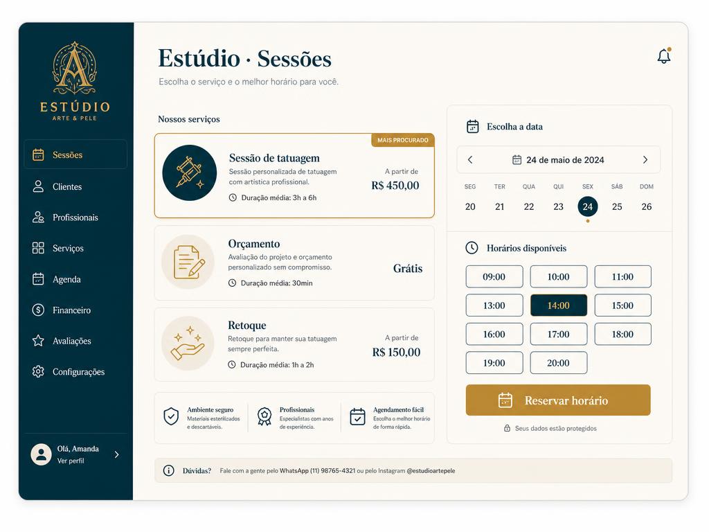 Modelo de sistema de agendamento para estúdios