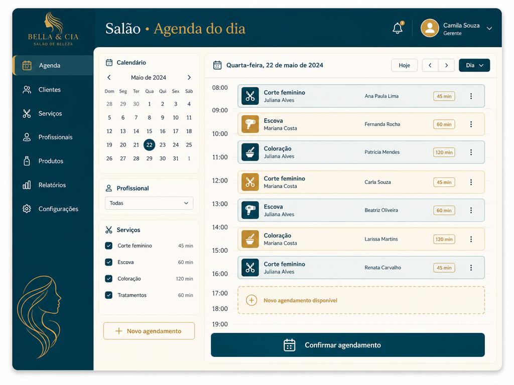 Modelo de sistema de agendamento para salões de beleza
